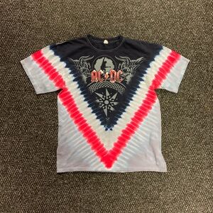 Vintage Anvil AC/DC Tie-Dye Black Ice World Tour Concert T-Shirt Size Medium